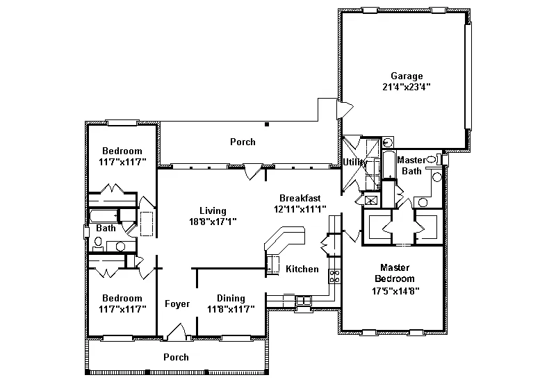 Southern House Plan First Floor - Dellridge Ranch Home 024D-0285 - Search House Plans and More