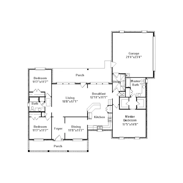 Traditional House Plan First Floor - Dellridge Ranch Home 024D-0285 - Search House Plans and More