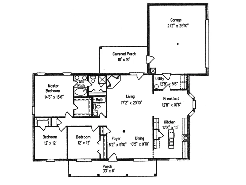 Ranch House Plan First Floor - Kings Pond Traditional Home 024D-0286 - Search House Plans and More