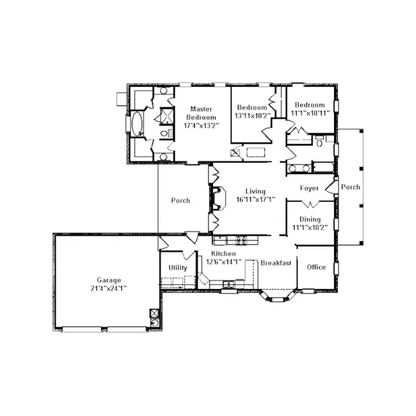 Traditional House Plan First Floor - Winghaven Traditional Home 024D-0288 - Shop House Plans and More