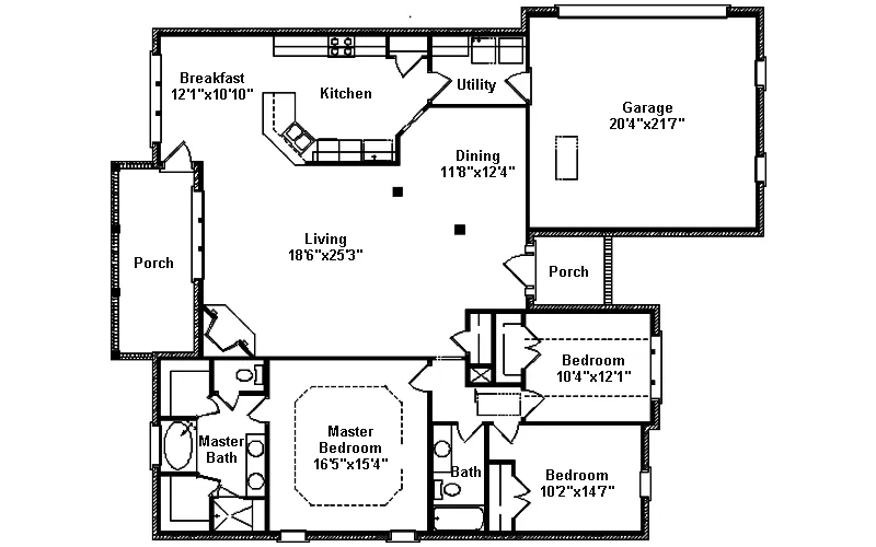 Ranch House Plan First Floor - Milford Farm Ranch Home 024D-0291 - Shop House Plans and More