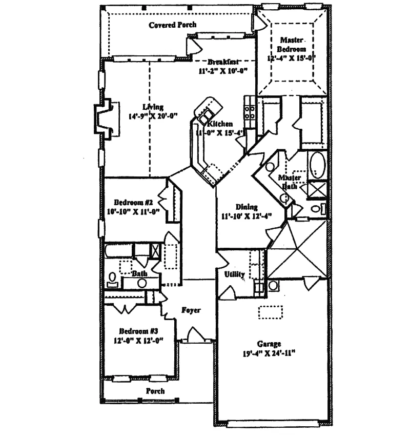 Ranch House Plan First Floor - Winterpath Ranch Style Home 024D-0293 - Shop House Plans and More