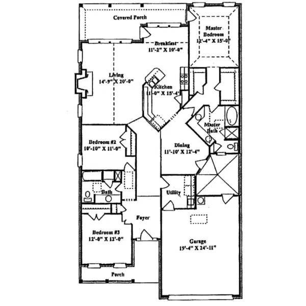 Traditional House Plan First Floor - Winterpath Ranch Style Home 024D-0293 - Shop House Plans and More