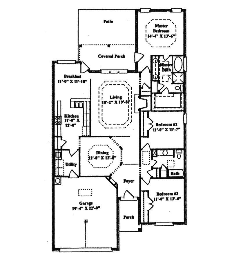 Ranch House Plan First Floor - Carlsport Ranch Home 024D-0296 - Search House Plans and More