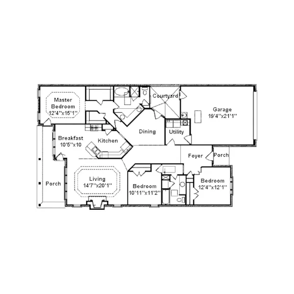 Traditional House Plan First Floor - Byron Ranch Home 024D-0297 - Search House Plans and More