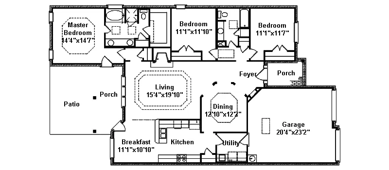 Ranch House Plan First Floor - Saratoga Traditional Ranch Home 024D-0298 - Shop House Plans and More