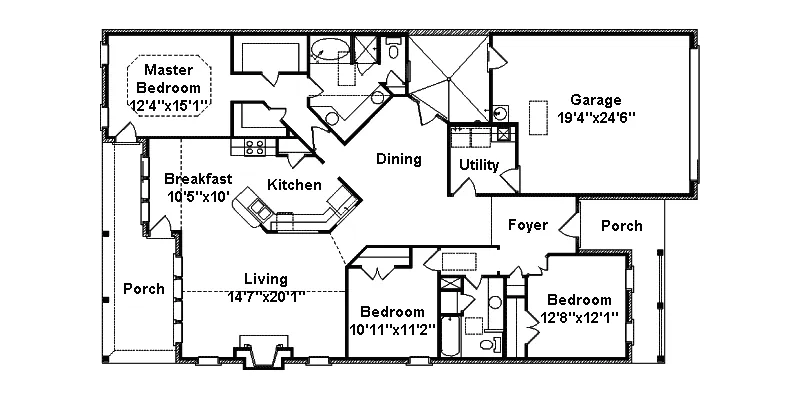 Ranch House Plan First Floor - Amberdale Lake Narrow Lot Home 024D-0299 - Search House Plans and More