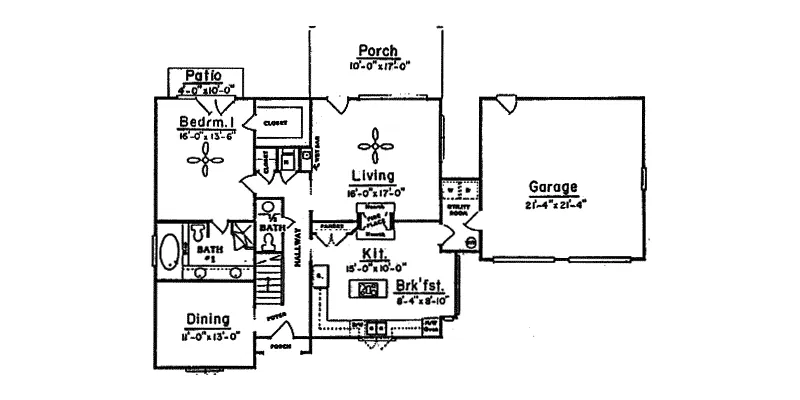 Traditional House Plan First Floor - Millbridge Country Style Home 024D-0301 - Shop House Plans and More
