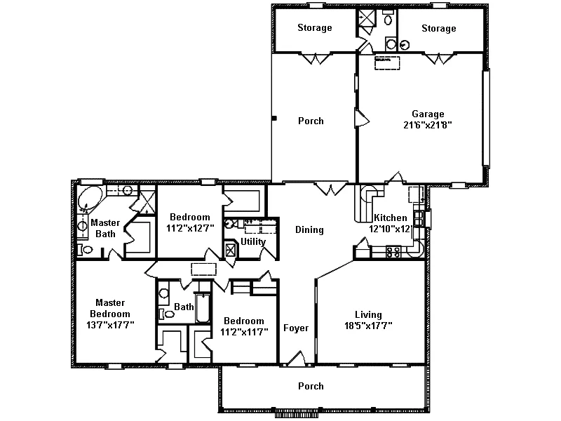 Ranch House Plan First Floor - Savin Hill Ranch Home 024D-0305 - Shop House Plans and More