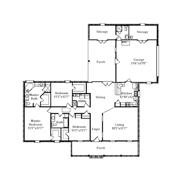 Ranch House Plan First Floor - Savin Hill Ranch Home 024D-0305 - Shop House Plans and More