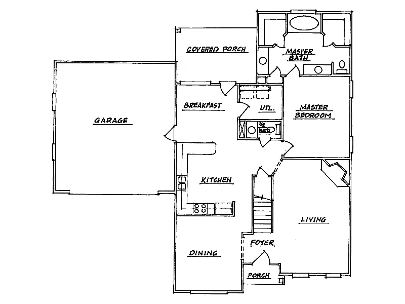 Traditional House Plan First Floor - Greensport Traditional Home 024D-0308 - Search House Plans and More