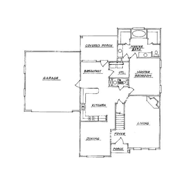 Country House Plan First Floor - Greensport Traditional Home 024D-0308 - Search House Plans and More