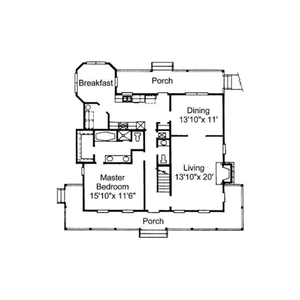 Acadian House Plan First Floor - Harvester Hill Farmhouse 024D-0309 - Search House Plans and More