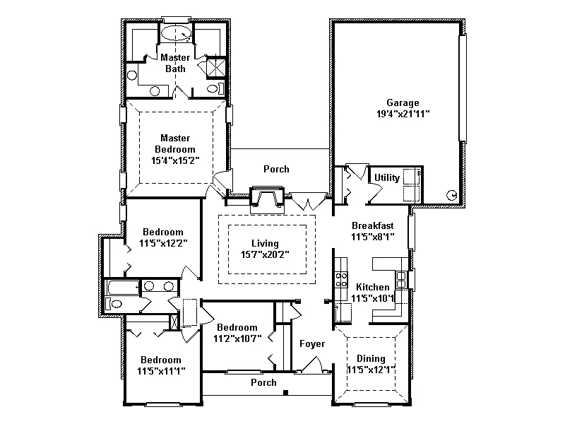 Southern House Plan First Floor - Fresno Traditional Stucco Home 024D-0311 - Search House Plans and More