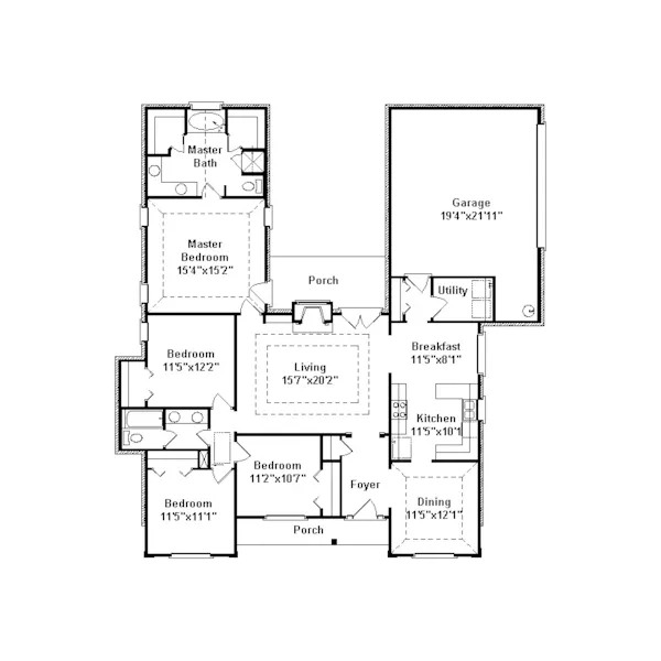 Southern House Plan First Floor - Fresno Traditional Stucco Home 024D-0311 - Search House Plans and More