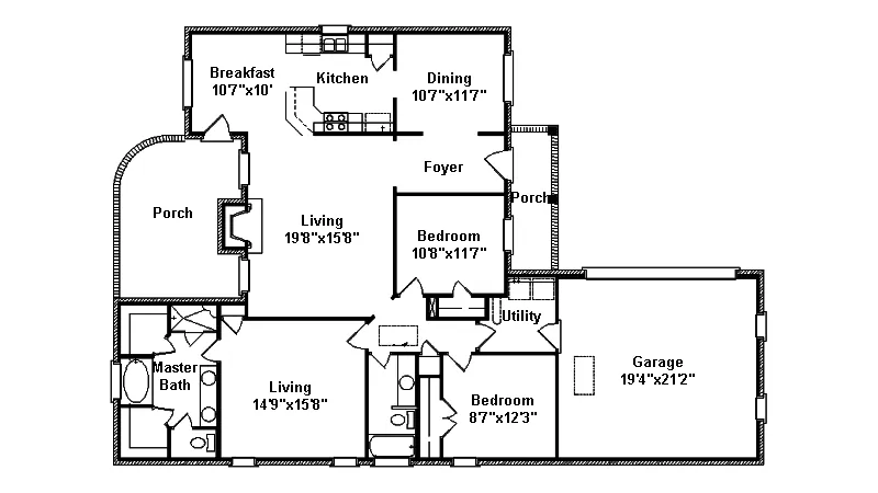 Traditional House Plan First Floor - Snowberry Ranch Home 024D-0317 - Shop House Plans and More