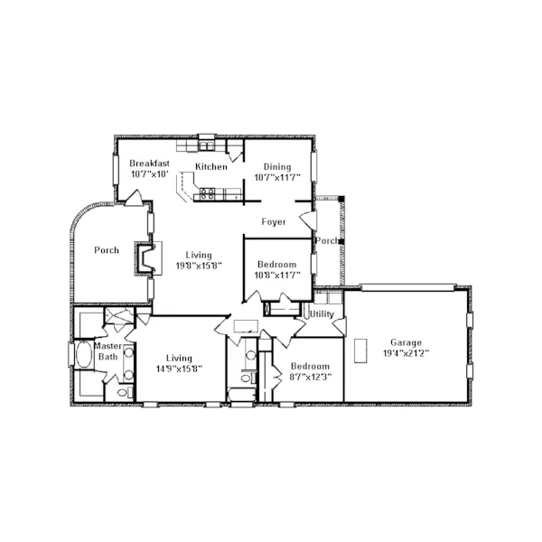 Traditional House Plan First Floor - Snowberry Ranch Home 024D-0317 - Shop House Plans and More