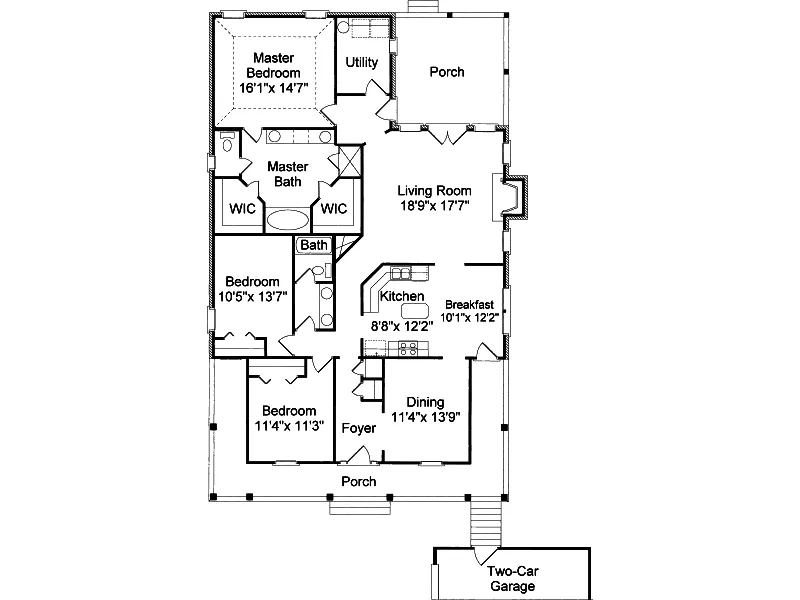 Ranch House Plan First Floor - Jacksonian Southern Style Home 024D-0321 - Search House Plans and More