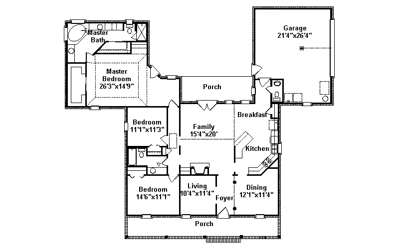 Southern House Plan First Floor - Haverford Ranch Home 024D-0323 - Search House Plans and More