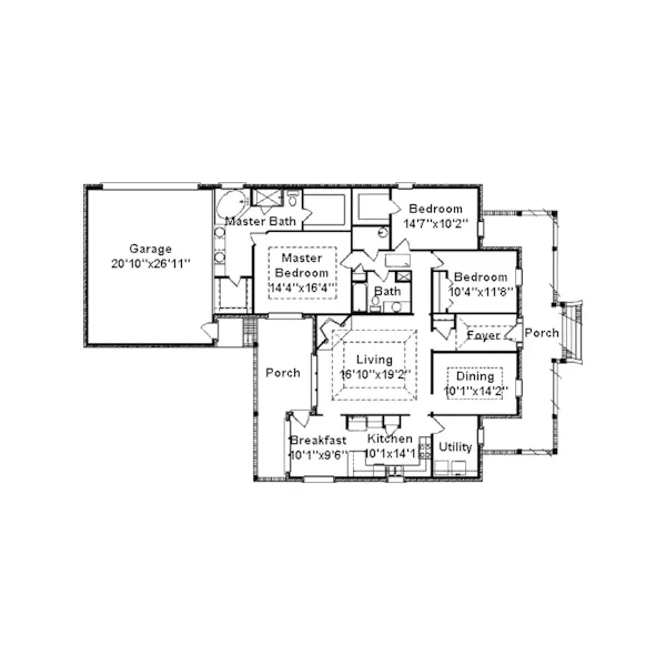 Ranch House Plan First Floor - Ashford Heights Georgian Home 024D-0327 - Search House Plans and More