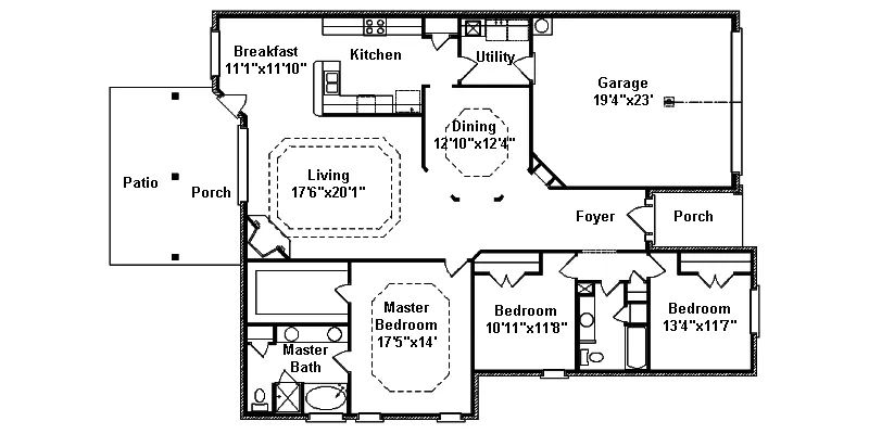 Ranch House Plan First Floor - Langan Park Ranch Home 024D-0330 - Shop House Plans and More