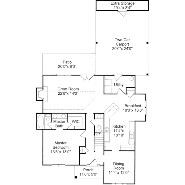 Traditional House Plan First Floor - Walker Springs Narrow Lot Home 024D-0350 - Shop House Plans and More