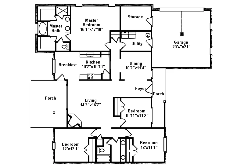 Ranch House Plan First Floor - Boswell Mill Ranch Home 024D-0361 - Search House Plans and More