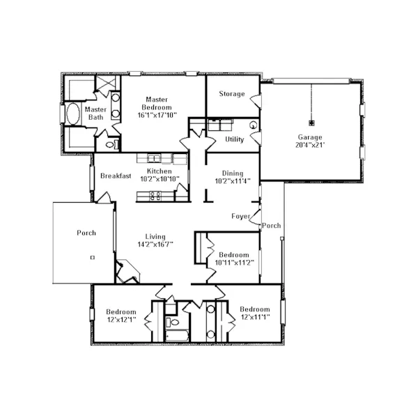 Southern House Plan First Floor - Boswell Mill Ranch Home 024D-0361 - Search House Plans and More