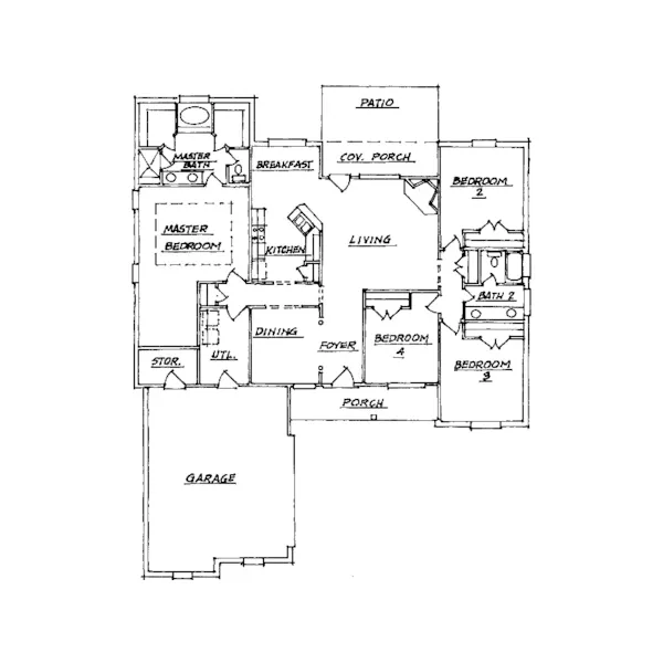 Cape Cod & New England House Plan First Floor - Sylvan Spring Ranch Home 024D-0367 - Shop House Plans and More