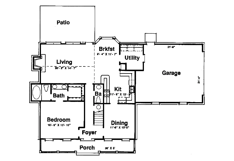 Traditional House Plan First Floor - Indian Spring Country Home 024D-0369 - Search House Plans and More