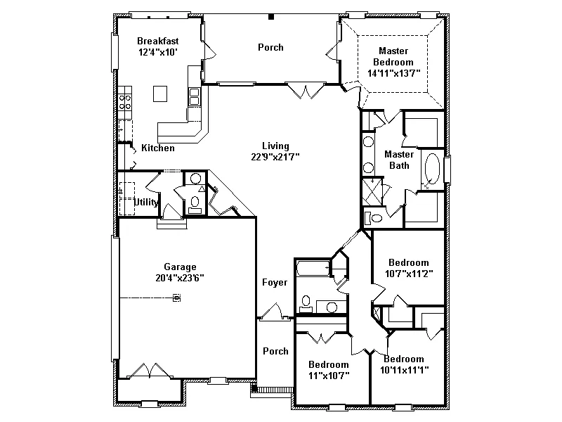 Southern House Plan First Floor - Faunsdale Ranch Home 024D-0375 - Search House Plans and More