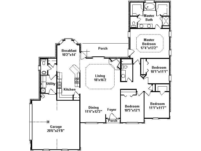 Ranch House Plan First Floor - Bellamy Bay Ranch Home 024D-0376 - Search House Plans and More