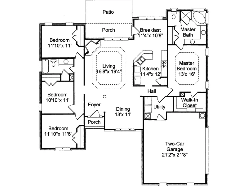 European House Plan First Floor - Andersen Ranch Home 024D-0380 - Search House Plans and More