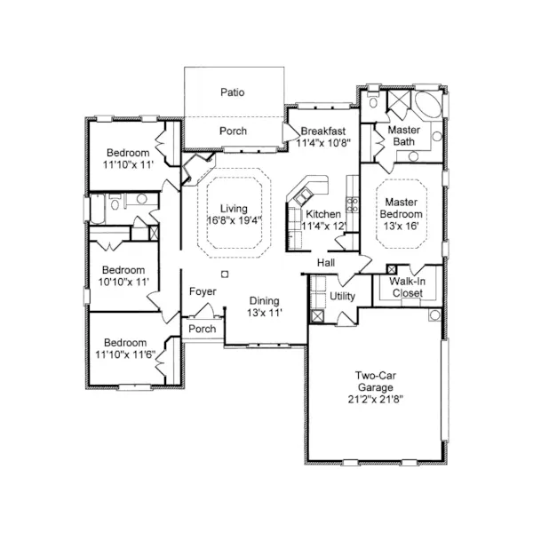 European House Plan First Floor - Andersen Ranch Home 024D-0380 - Search House Plans and More