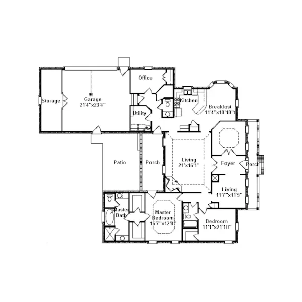 Traditional House Plan First Floor - Forney Ranch Home 024D-0383 - Search House Plans and More