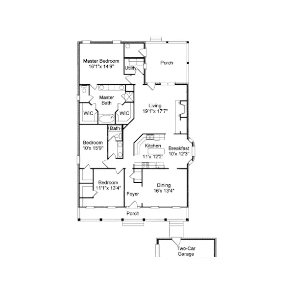 Southern House Plan First Floor - Fruithurst European Home 024D-0384 - Search House Plans and More