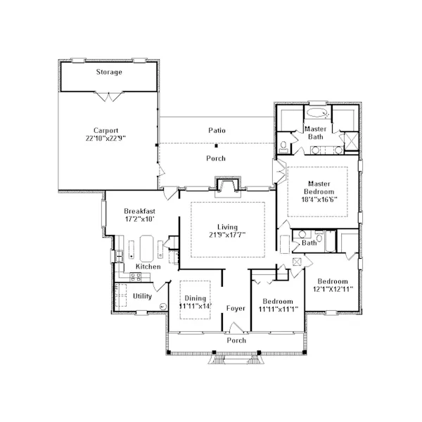 Southern House Plan First Floor - Highland Lake Ranch Home 024D-0386 - Search House Plans and More