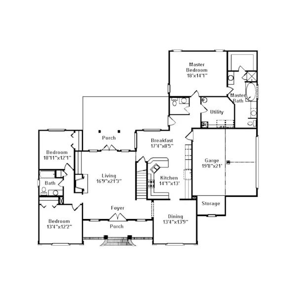 Ranch House Plan First Floor - Harvest Point European Home 024D-0391 - Search House Plans and More