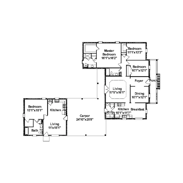 Ranch House Plan First Floor - Francisco Southern Ranch Home 024D-0393 - Search House Plans and More