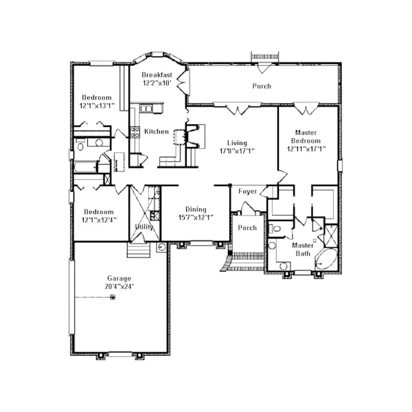 Southern House Plan First Floor - Macedonia Ranch Home 024D-0394 - Shop House Plans and More