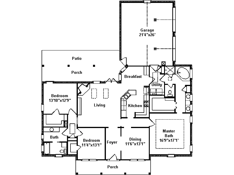 European House Plan First Floor - Walnut Manor Southern Home 024D-0395 - Shop House Plans and More