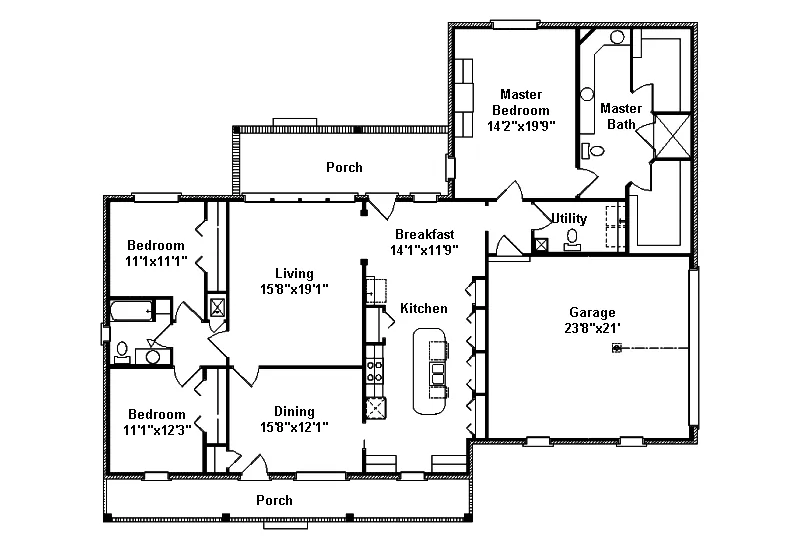 Ranch House Plan First Floor - Vestavia Traditional Ranch Home 024D-0404 - Shop House Plans and More