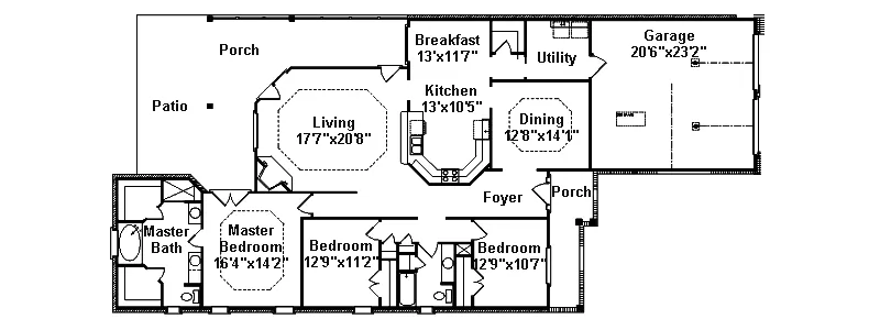 Ranch House Plan First Floor - Fernbank Elegant Ranch Home 024D-0407 - Search House Plans and More
