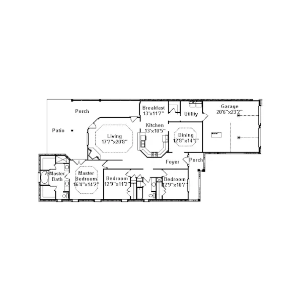 Sunbelt House Plan First Floor - Fernbank Elegant Ranch Home 024D-0407 - Search House Plans and More