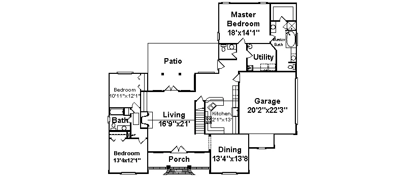Ranch House Plan First Floor - Molloy European Ranch Home 024D-0408 - Shop House Plans and More