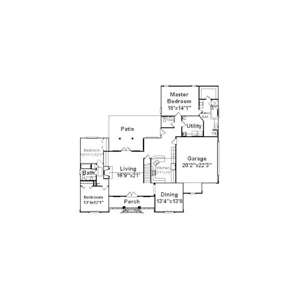 Traditional House Plan First Floor - Molloy European Ranch Home 024D-0408 - Shop House Plans and More