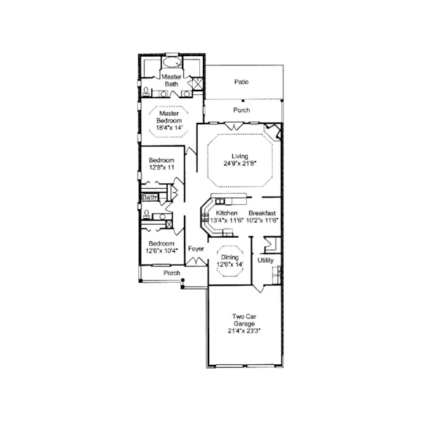 Traditional House Plan First Floor - Corona Ranch Home 024D-0409 - Search House Plans and More