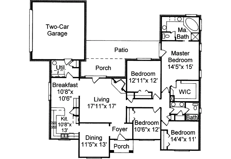 Southwestern House Plan First Floor - Windsor Pond Craftsman Home 024D-0433 - Shop House Plans and More
