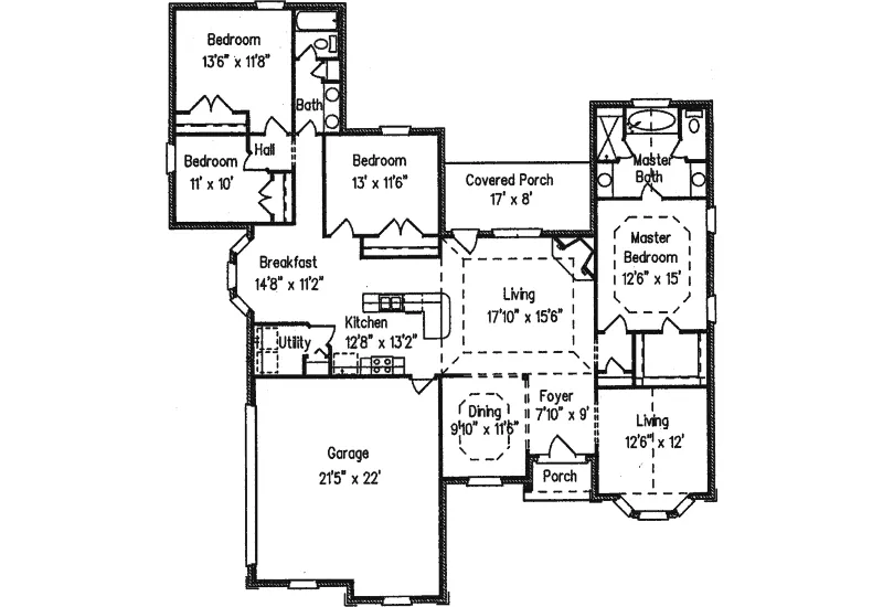 Ranch House Plan First Floor - Northhaven Traditional Home 024D-0437 - Shop House Plans and More