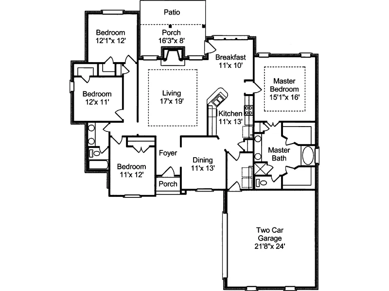 Country House Plan First Floor - Bear Hollow Country Style Home 024D-0438 - Search House Plans and More